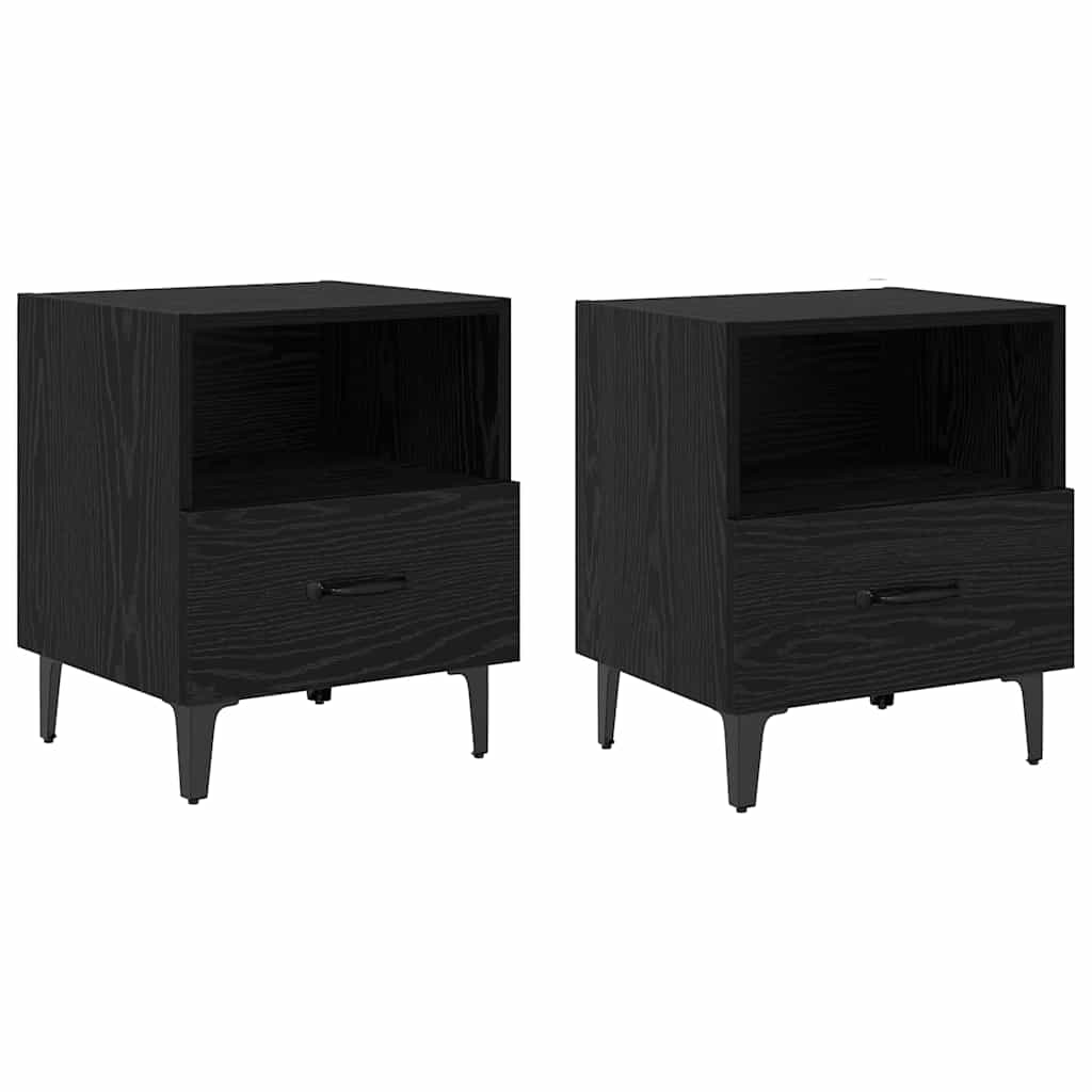 Šalia lovos spintelė 2 pcs juoda ąžuolo 40 x 35 x 47.5 cm