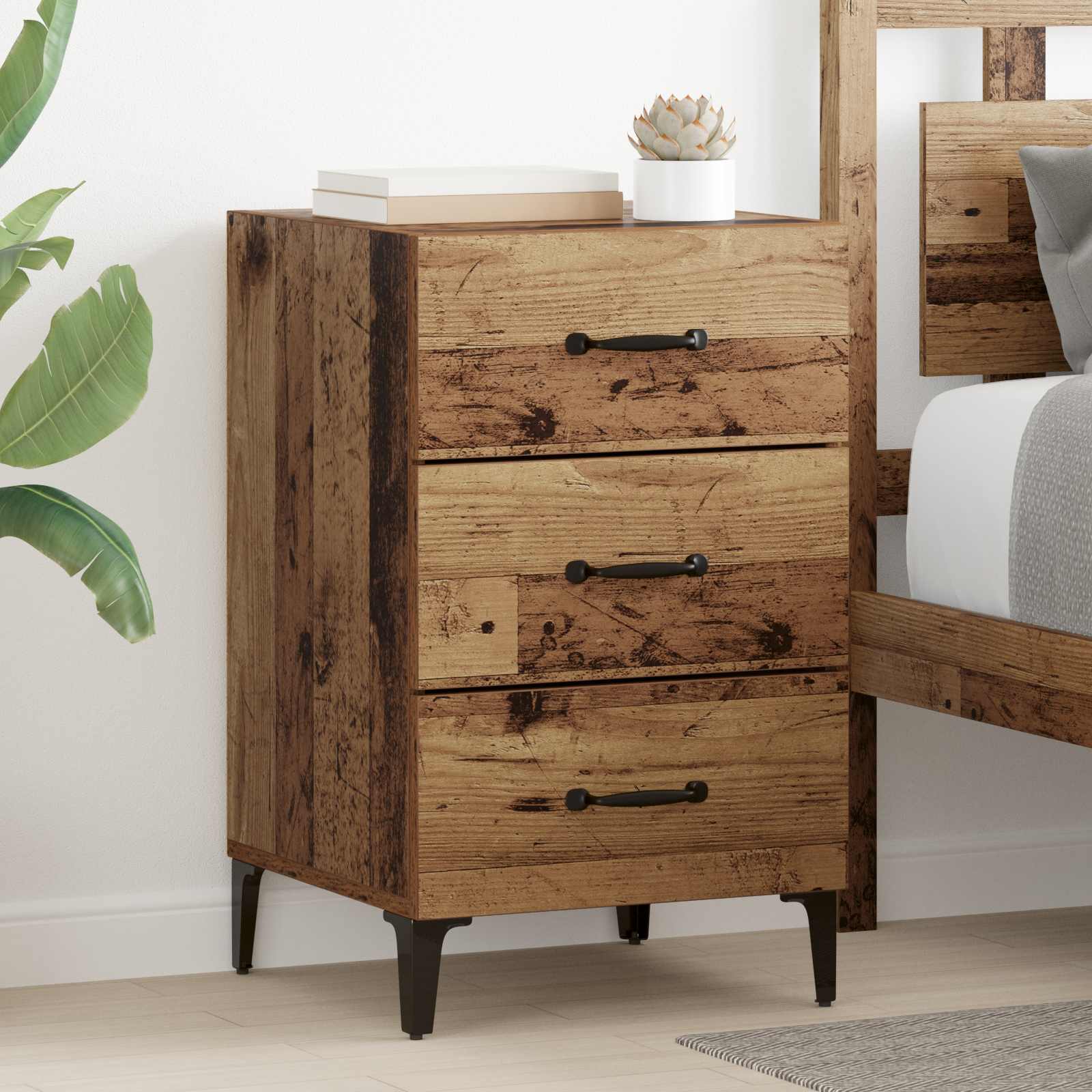Bedside cabinet Old wood 40 x 40.5 x 66 cm