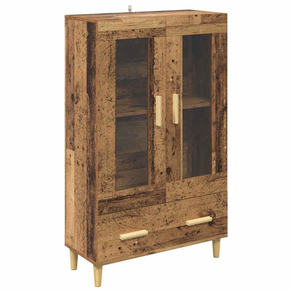 High Cabinet with Drawers Antique Wood 70 x 31 x 115 cm