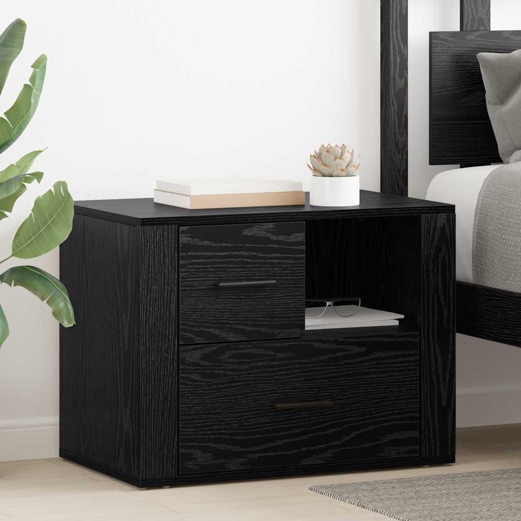 Bedside cabinet with drawers Black oak 35 x 60 x 50 cm