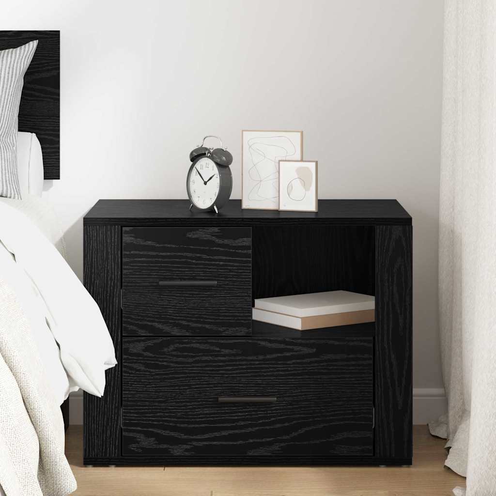 Bedside cabinet with drawers Black oak 35 x 60 x 50 cm