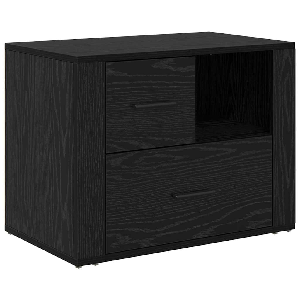 Bedside cabinet with drawers Black oak 35 x 60 x 50 cm