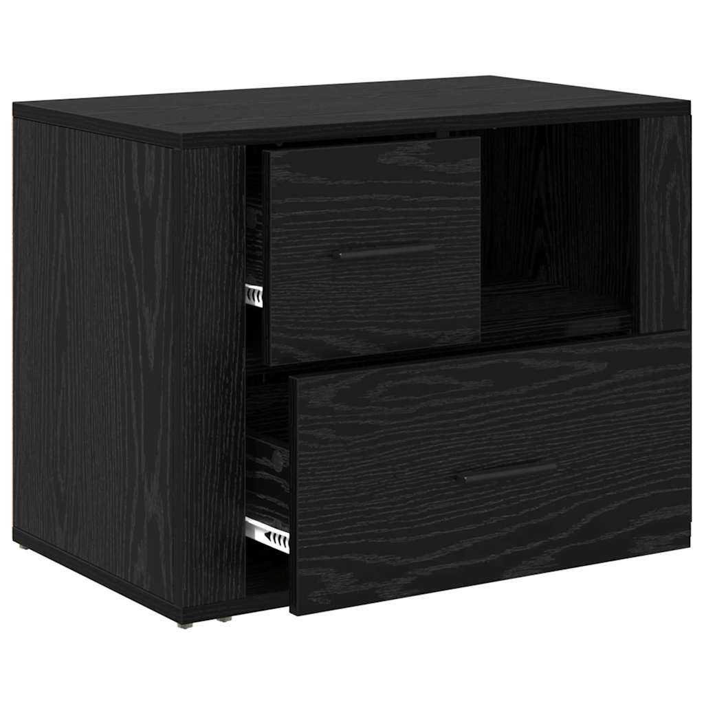 Bedside cabinet with drawers Black oak 35 x 60 x 50 cm