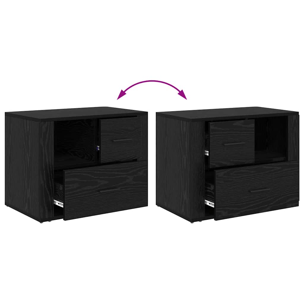 Bedside cabinet with drawers Black oak 35 x 60 x 50 cm