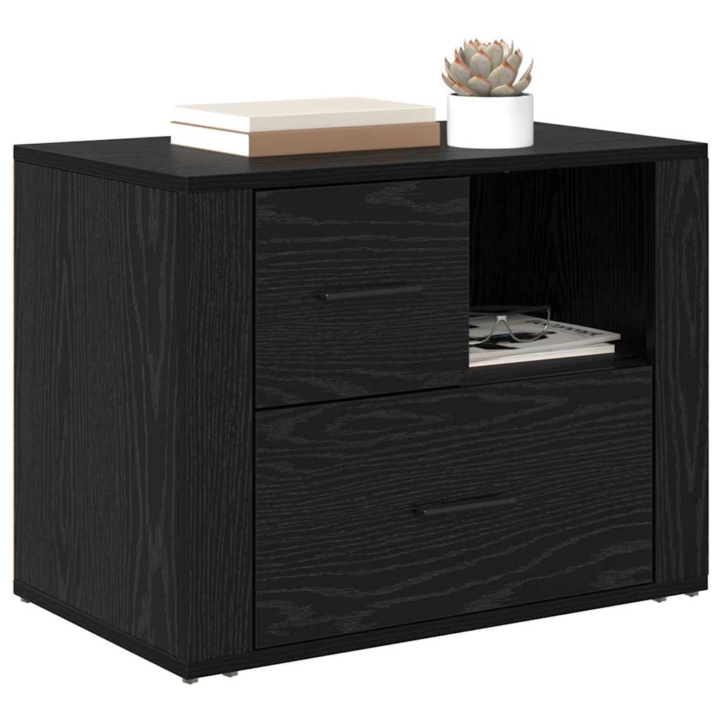 Bedside cabinet with drawers Black oak 35 x 60 x 50 cm