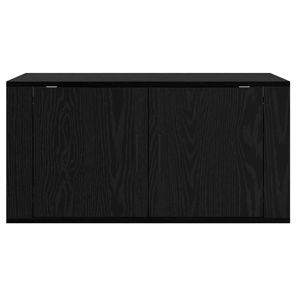 Wall-mounted TV cabinet black oak 80 x 34.5 x 40 cm