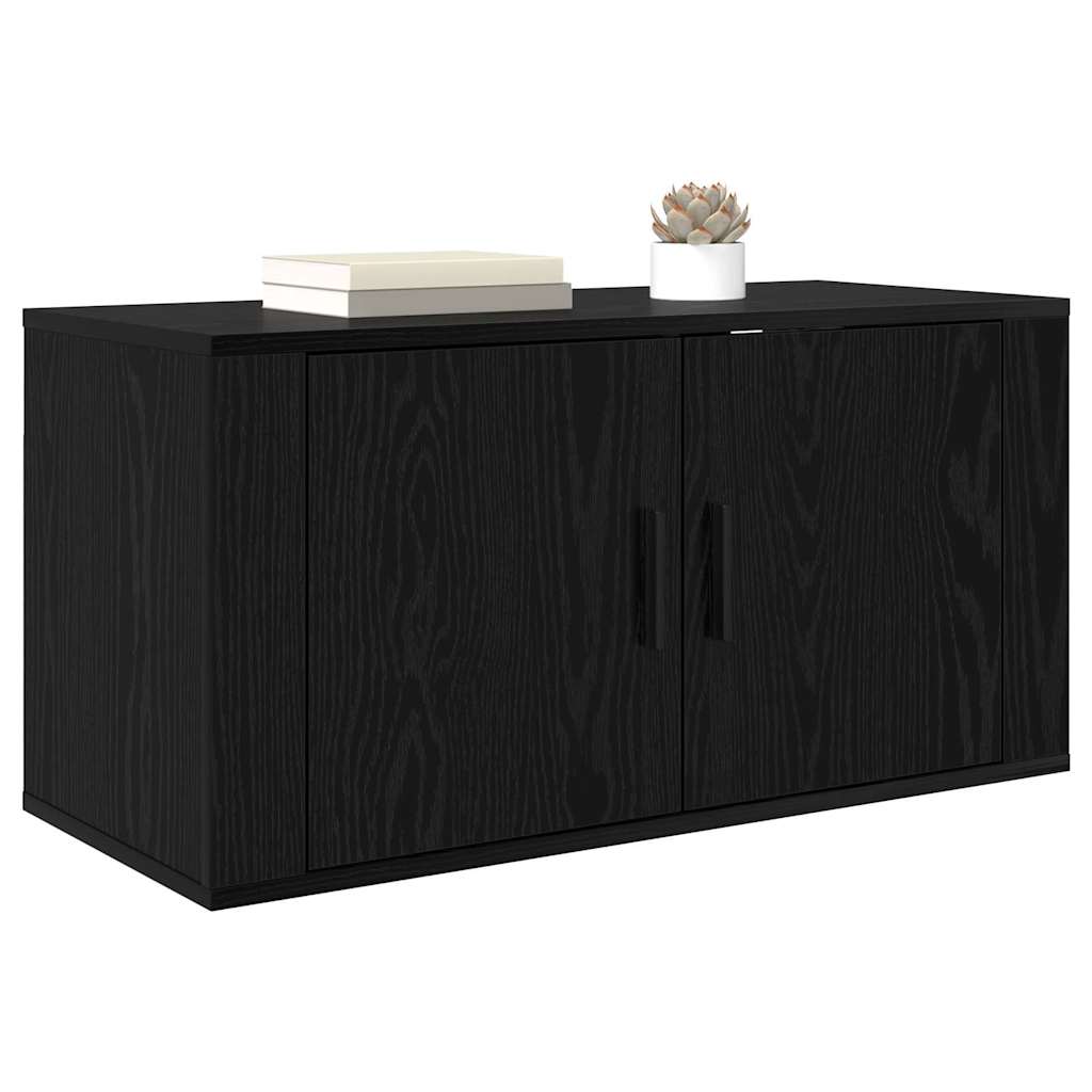 Wall-mounted TV cabinet black oak 80 x 34.5 x 40 cm