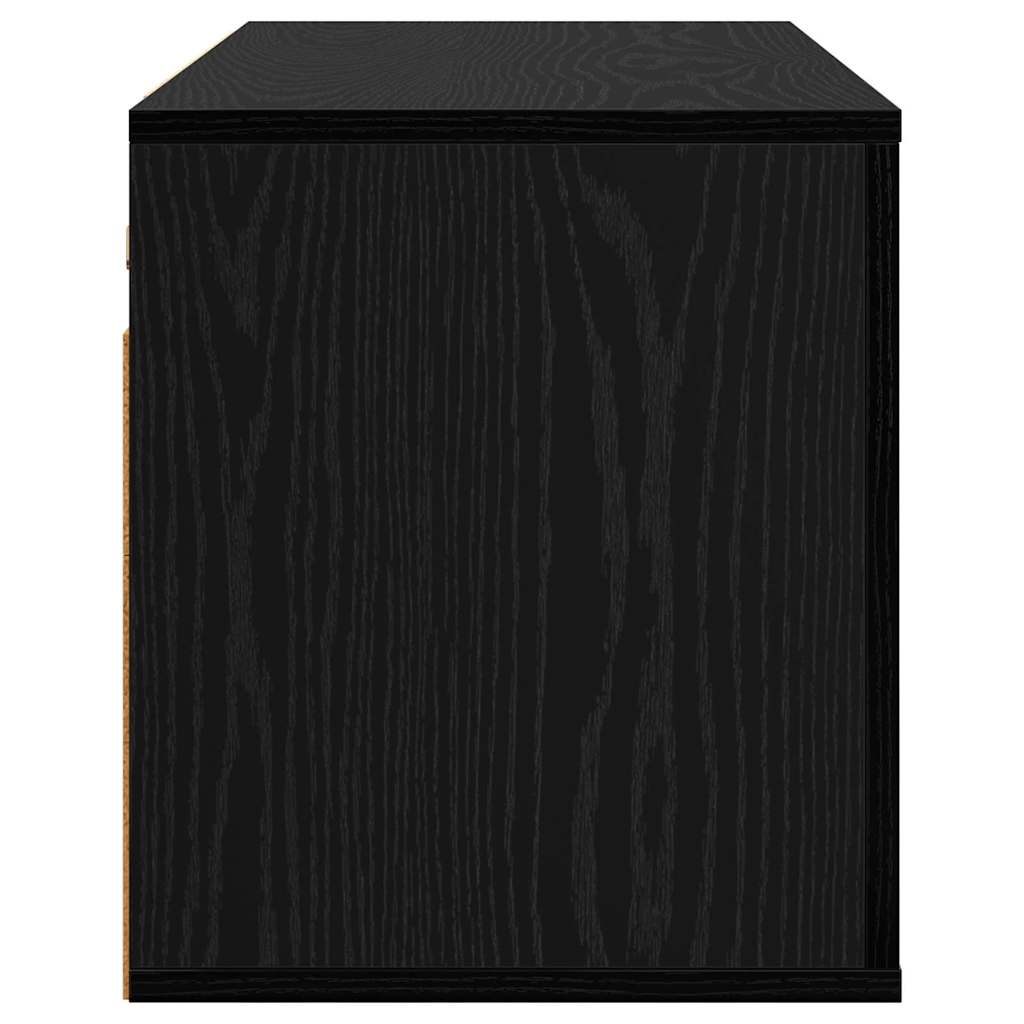 Wall-mounted TV cabinet black oak 80 x 34.5 x 40 cm