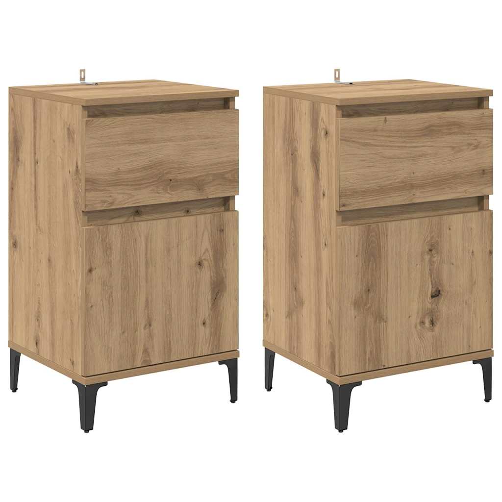 Šalia lovos spintelė 2 pcs Amatininkų ąžuolas 40 x 35 x 70 cm