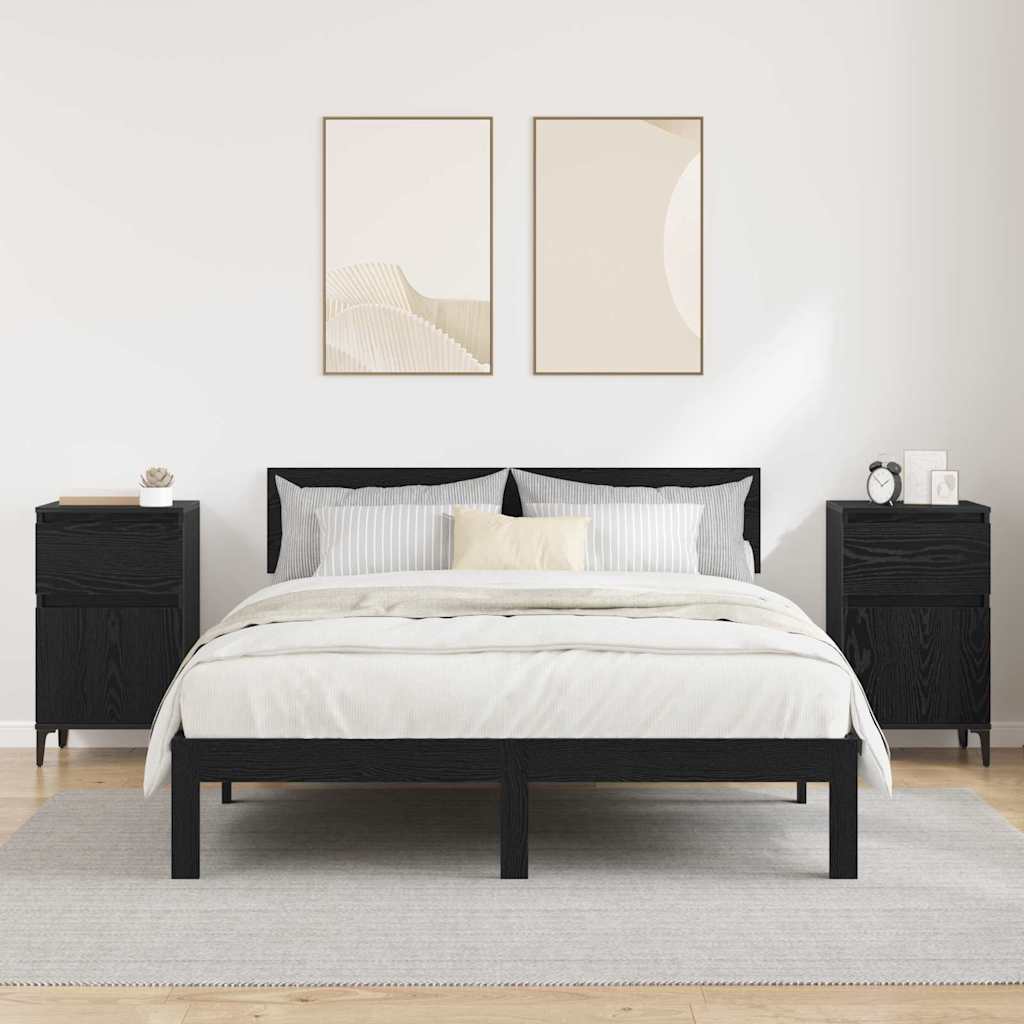 Šalia lovos spintelė 2 pcs Juodas ąžuolas 40 x 35 x 70 cm