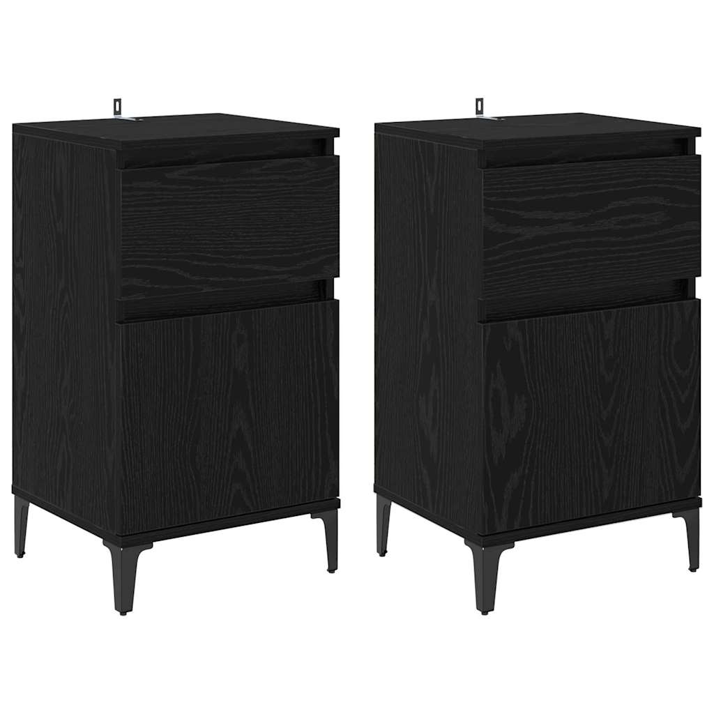 Šalia lovos spintelė 2 pcs Juodas ąžuolas 40 x 35 x 70 cm