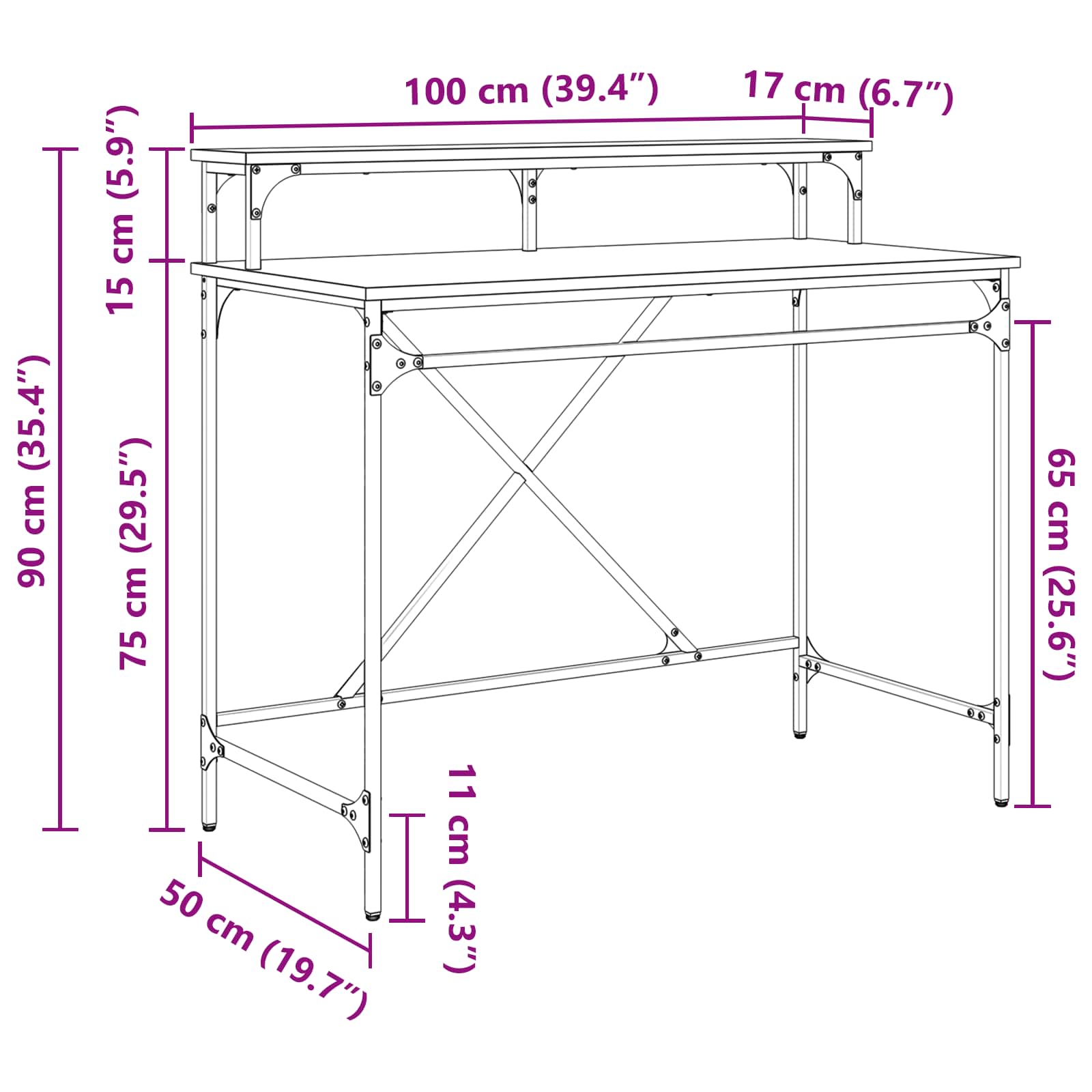 Stalas Amatininkų ąžuolas 100 x 50 x 90 cm Apdirbta mediena