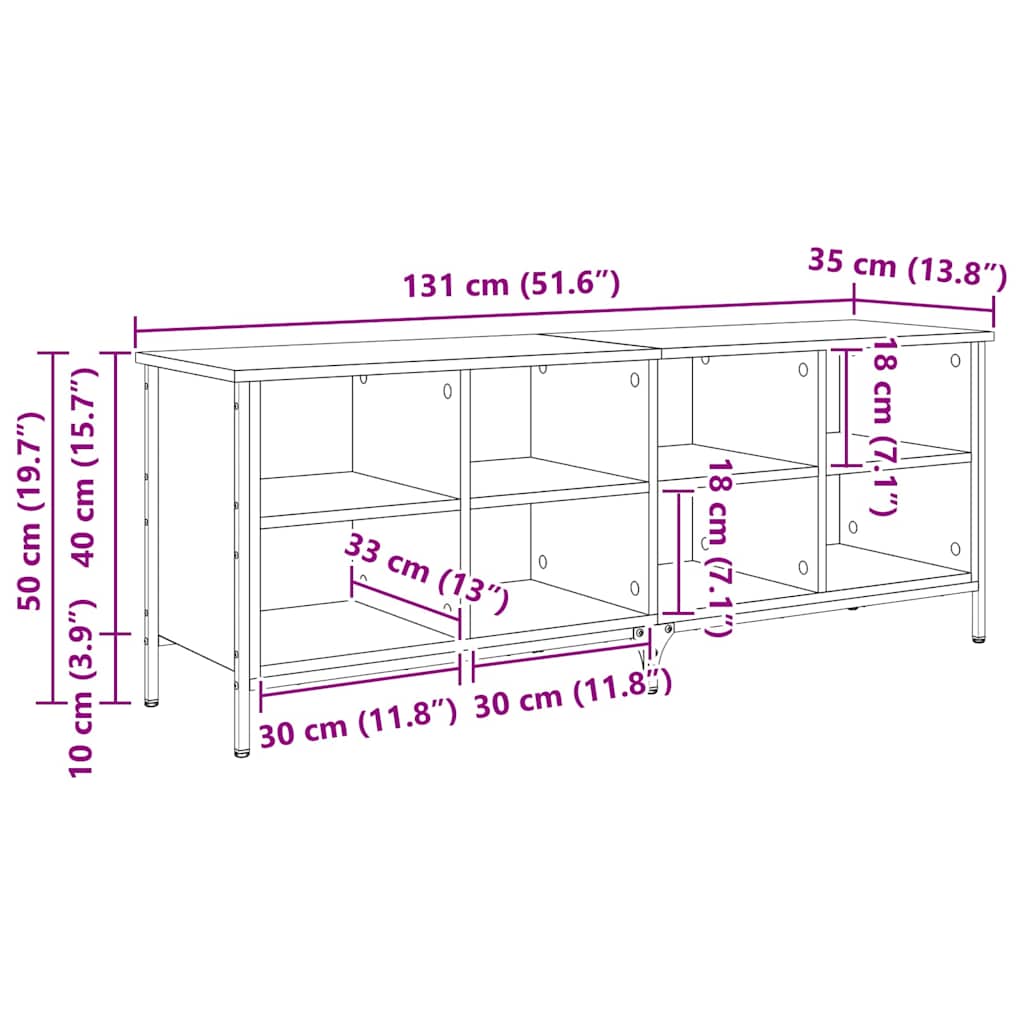 Shoe Cabinet with Shelf Black Oak 131 x 35 x 50 cm