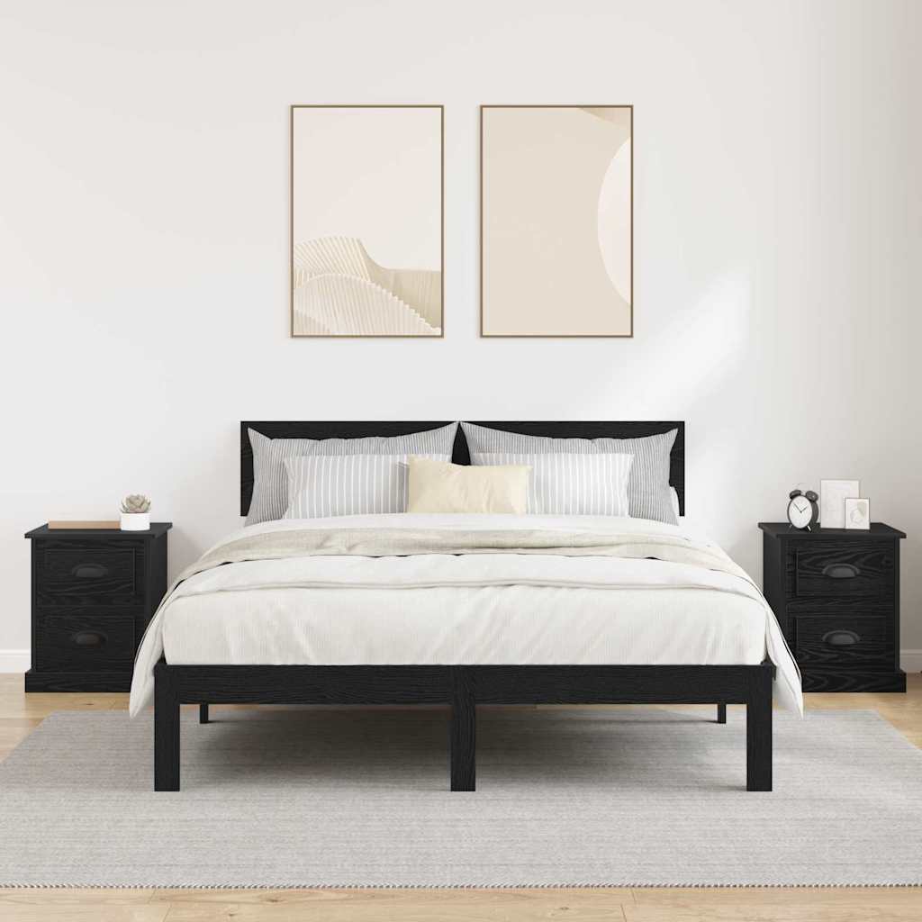 Šalia lovos spintelė 2 pcs Juodas ąžuolas 39 x 39 x 47.5 cm