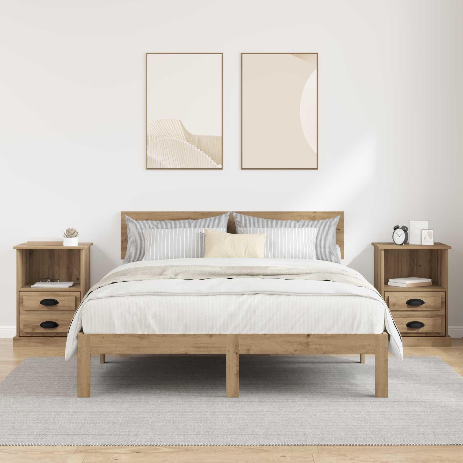 Šalia lovos spintelė 2 pcs Amatininkų ąžuolas 36 x 43 x 60 cm