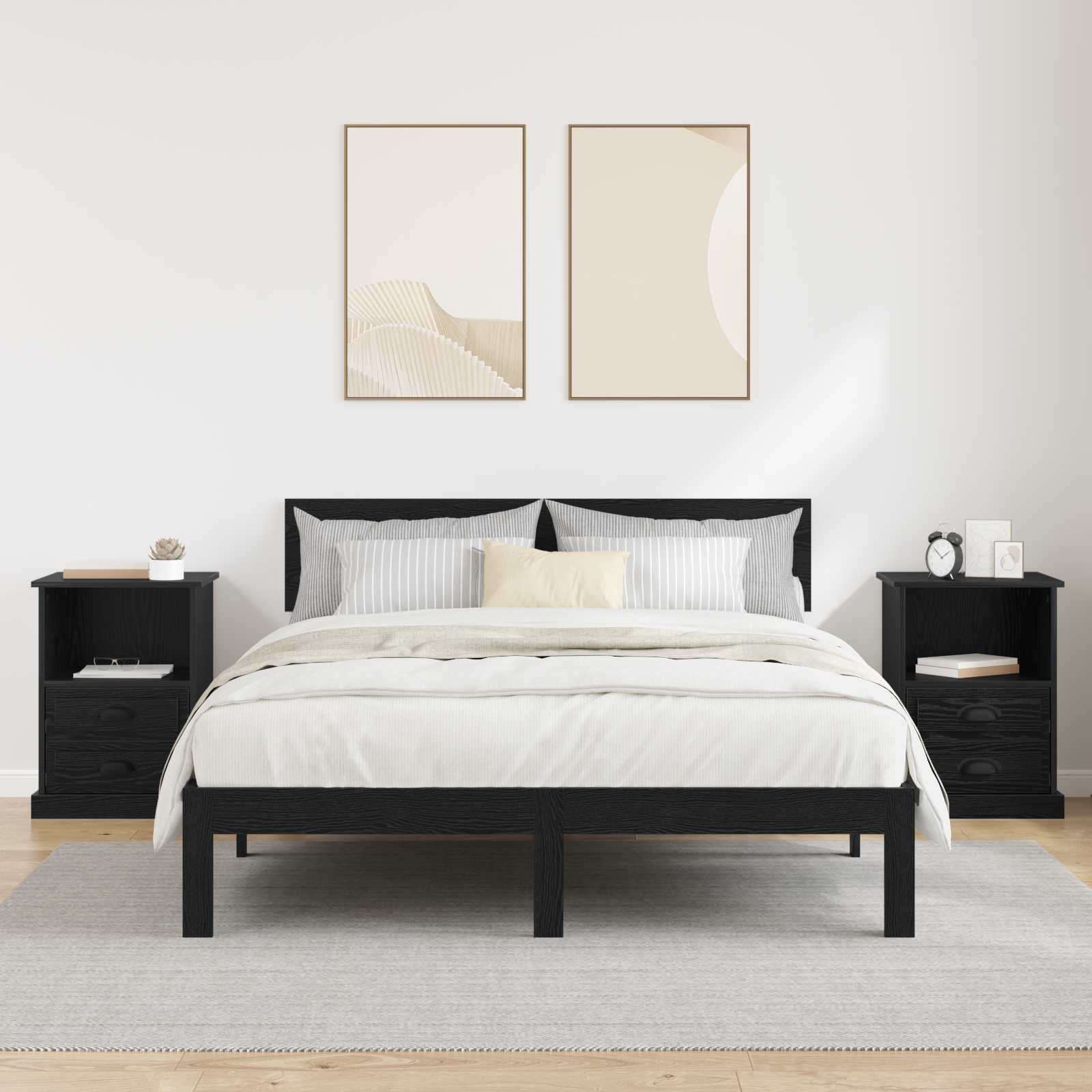 Šalia lovos spintelė 2 pcs Juodas ąžuolas 36 x 43 x 60 cm