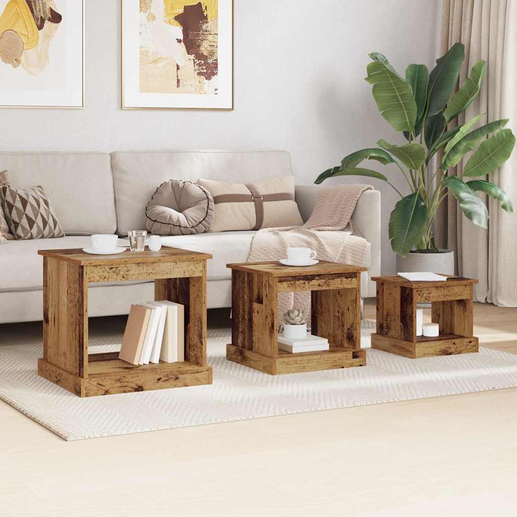 Coffee table 3 pcs Antique wood Reclaimed wood
