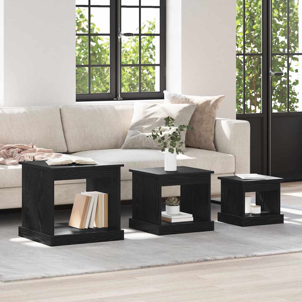 Coffee tables 3 pcs Black oak Engineered wood