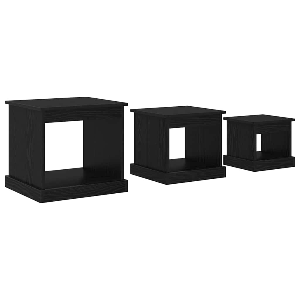 Coffee tables 3 pcs Black oak Engineered wood