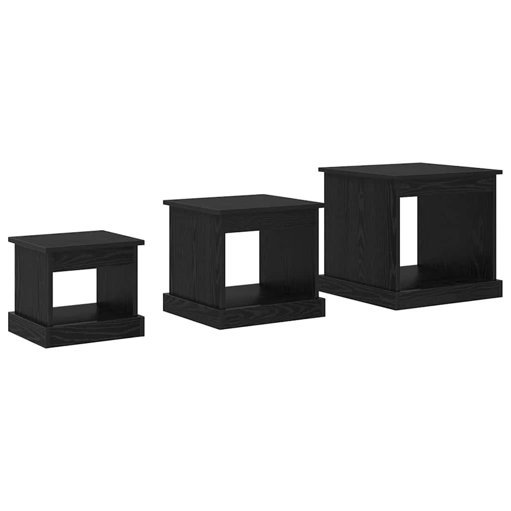 Coffee tables 3 pcs Black oak Engineered wood