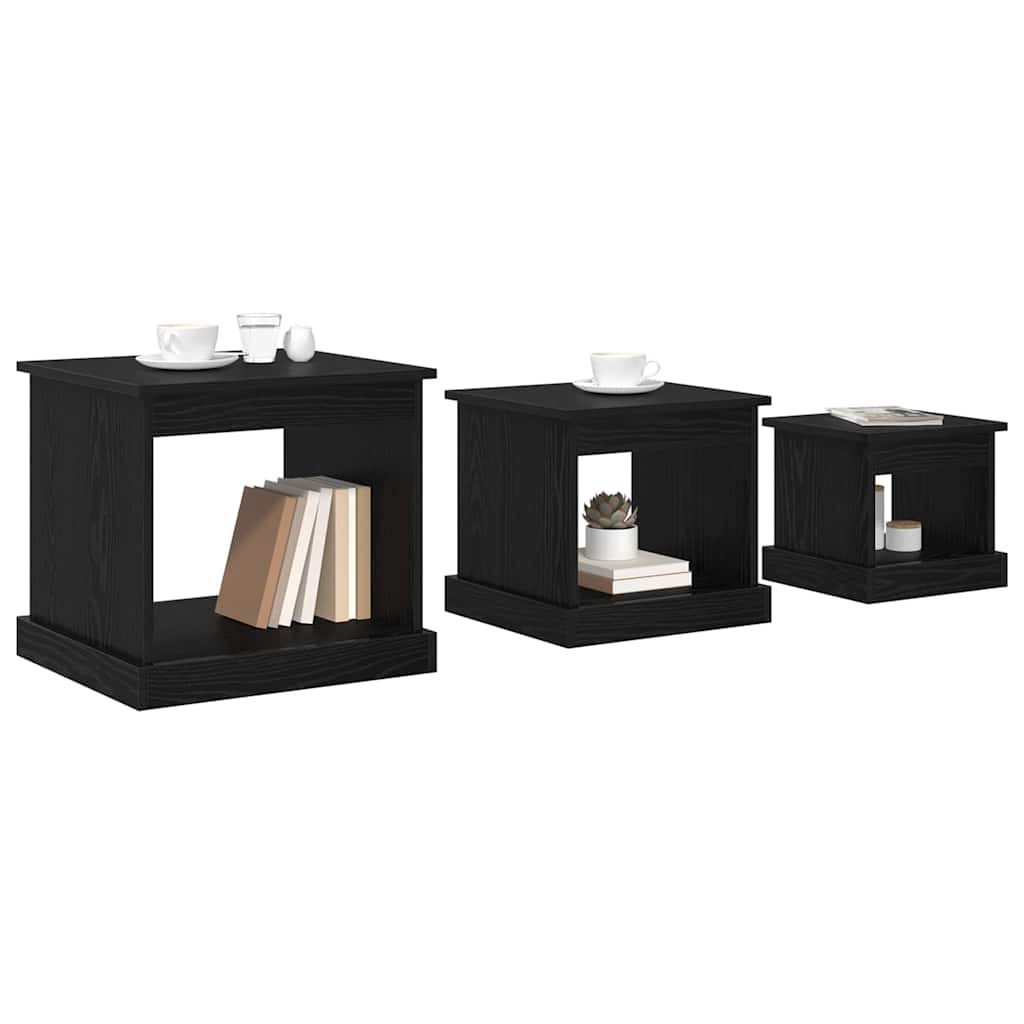 Coffee tables 3 pcs Black oak Engineered wood