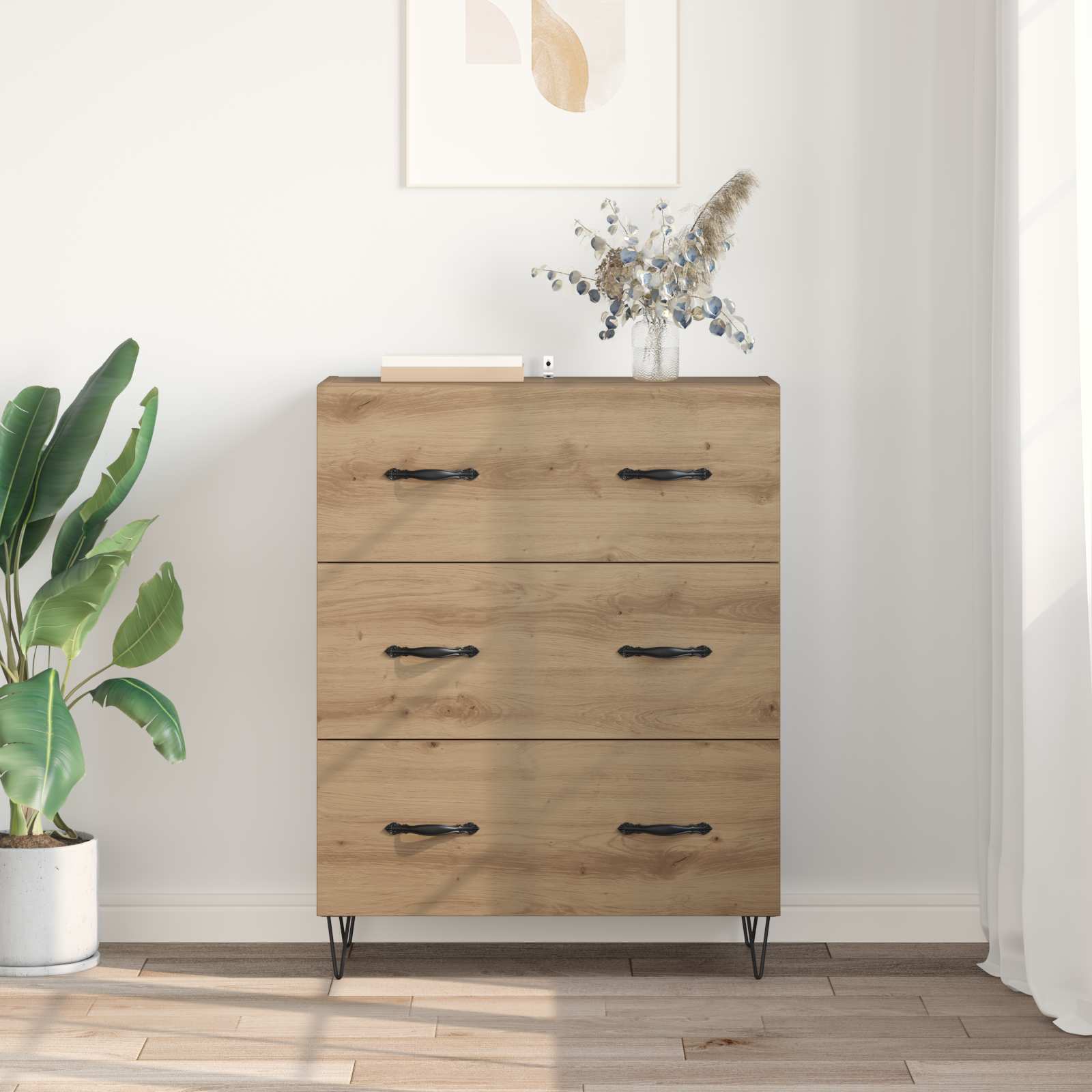 Kumode ar atvilktnēm Amatnieku ozols 69,5 x 34 x 90 cm