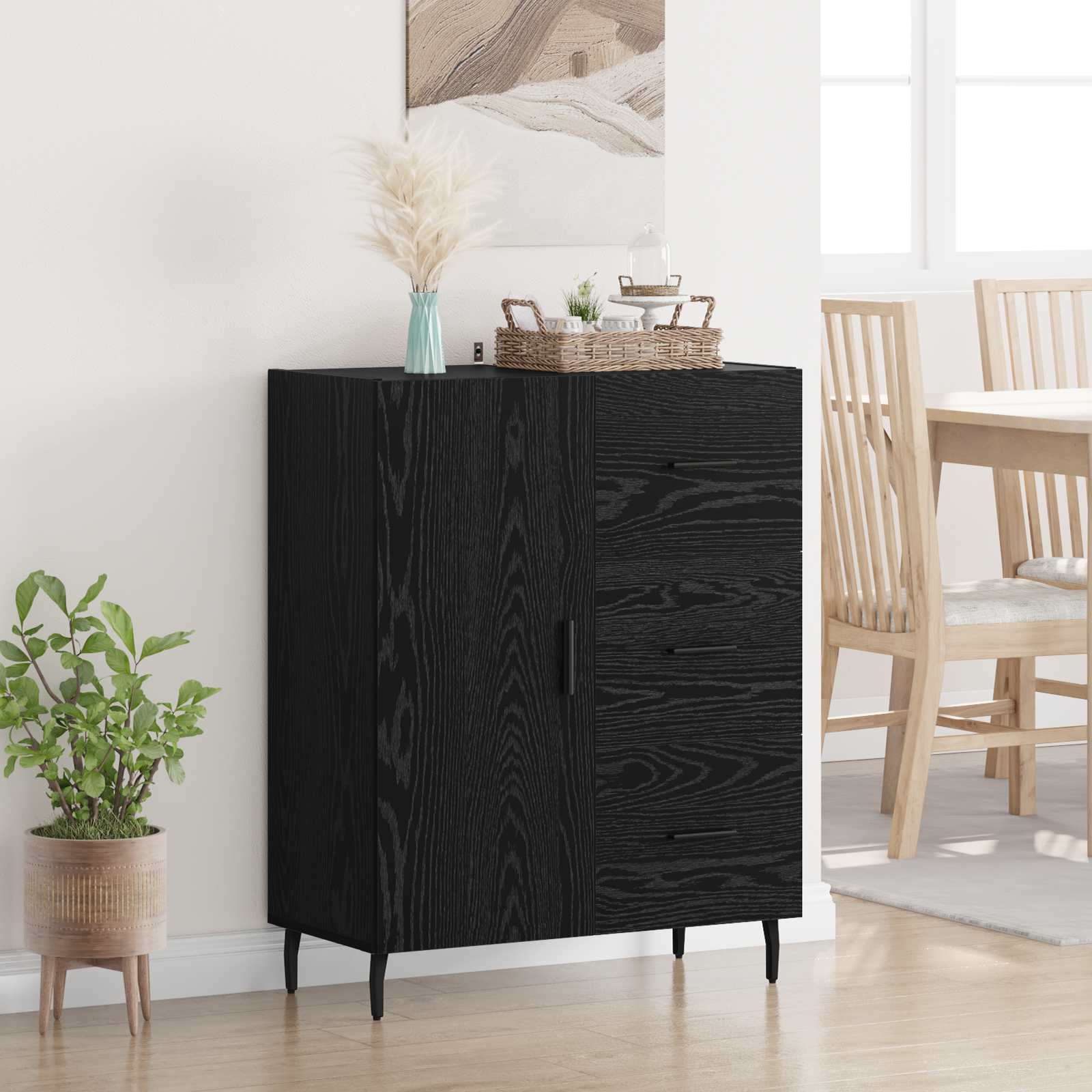 Skapis ar atvilktni Melns ozols 69,5 x 34 x 90 cm