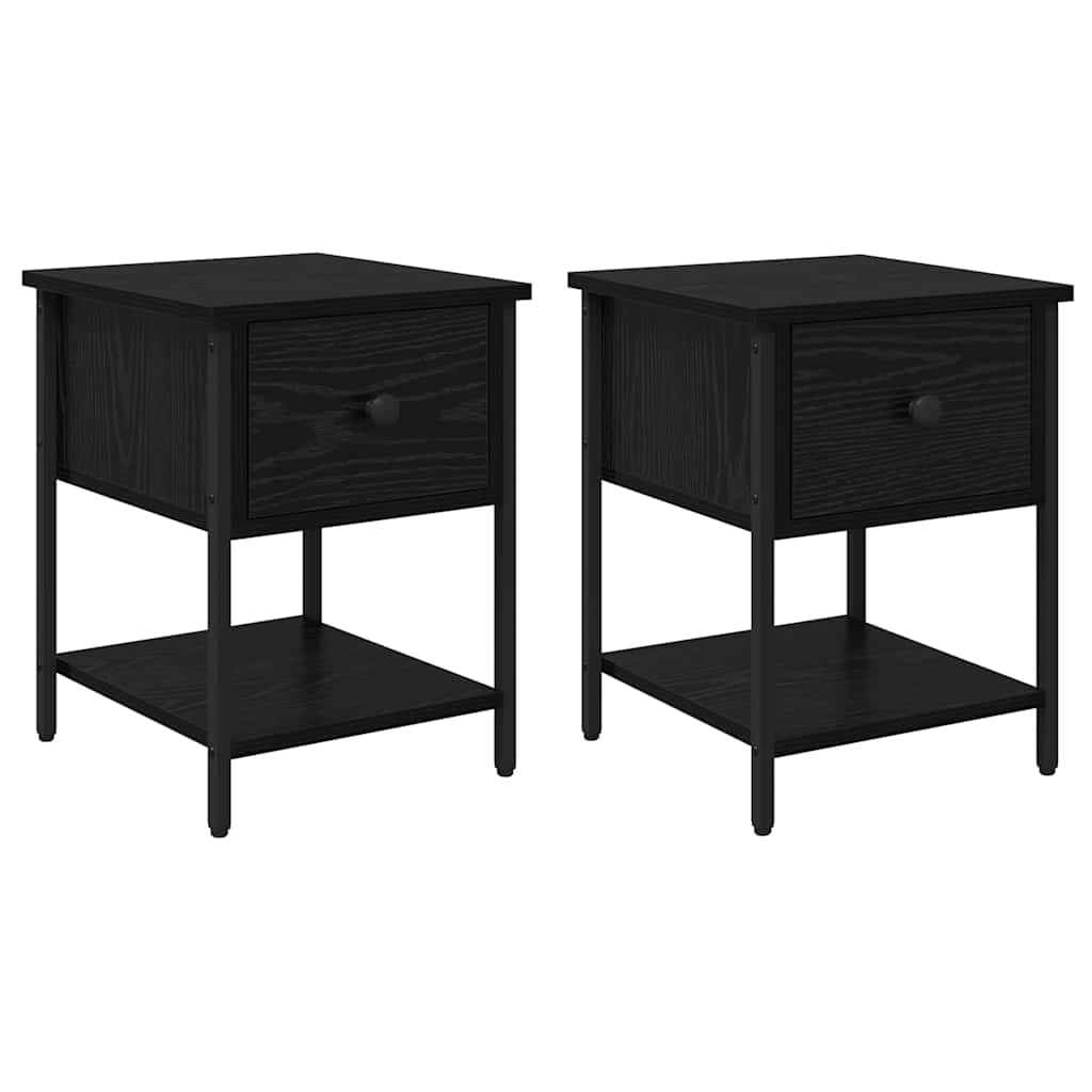 Naktinis staliukas 2 pcs Juodas ąžuolas 34 x 35,5 x 45 cm