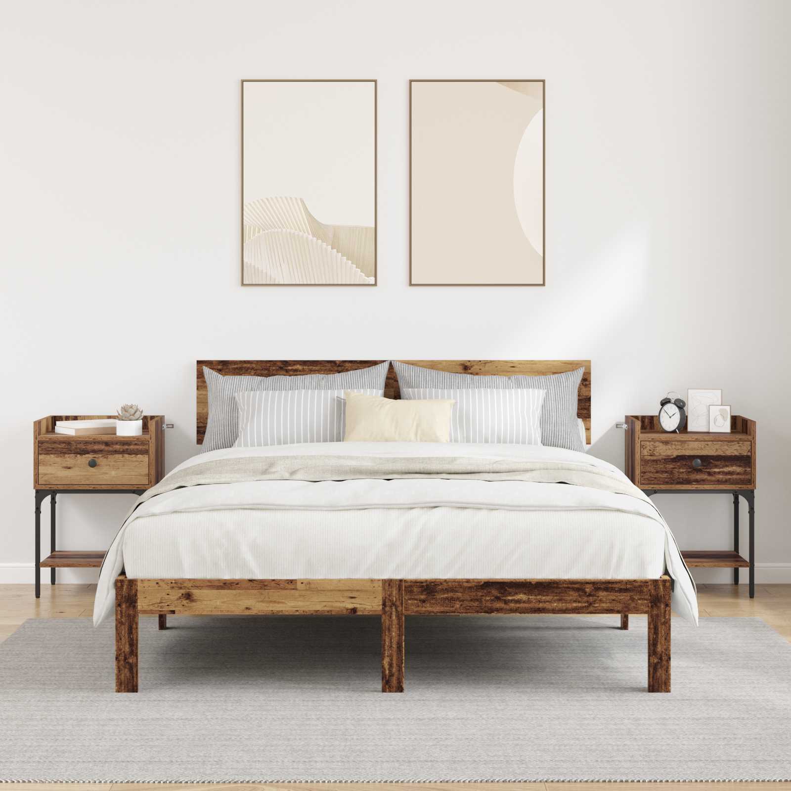 Naktinis staliukas su stalčių 2 pcs Senas medis 40 x 29 x 60 cm