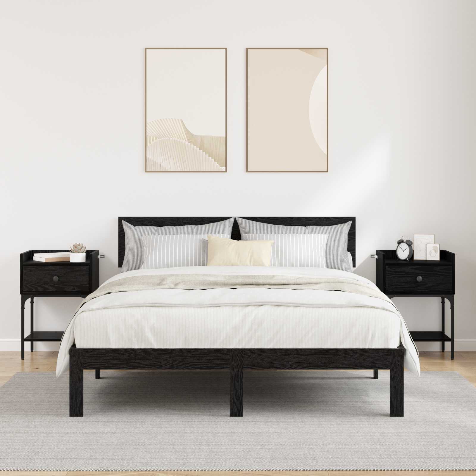 Naktinis staliukas 2 pcs Juodas ąžuolas 40 x 29 x 60 cm
