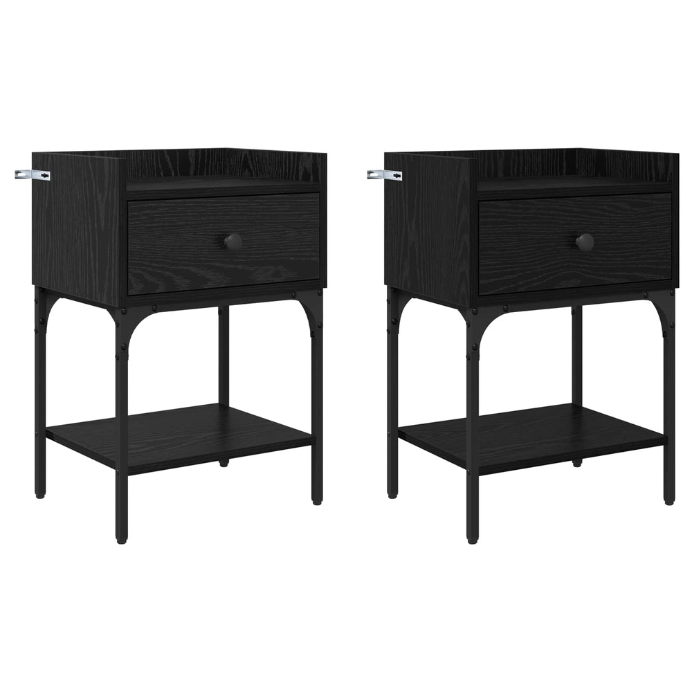 Naktinis staliukas 2 pcs Juodas ąžuolas 40 x 29 x 60 cm