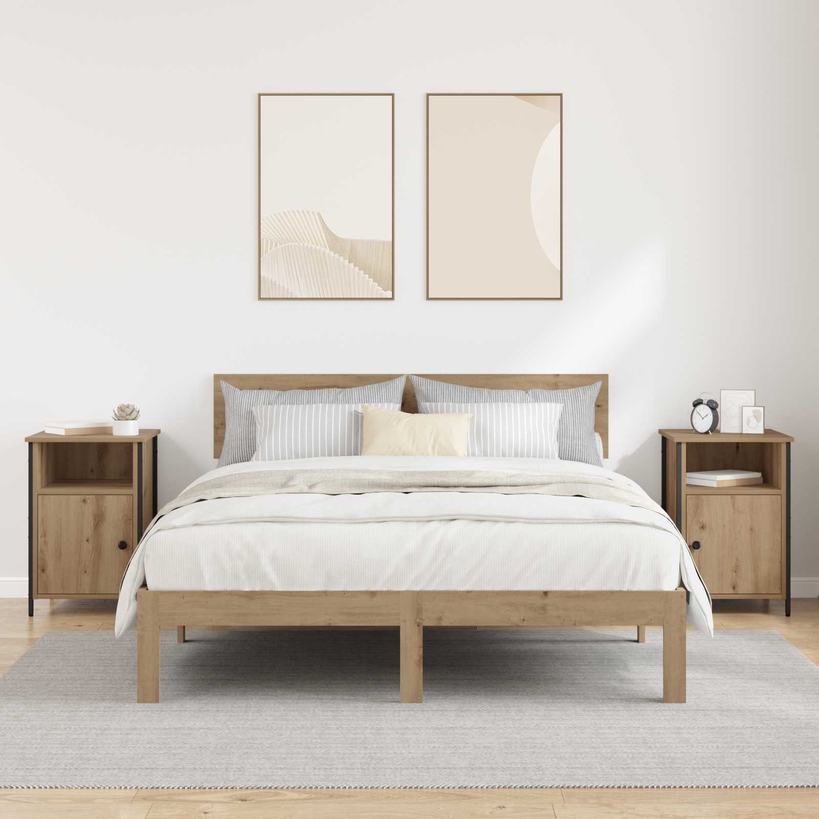 Šalia lovos spintelė 2 pcs Amatininkų ąžuolas 40 x 42 x 60 cm