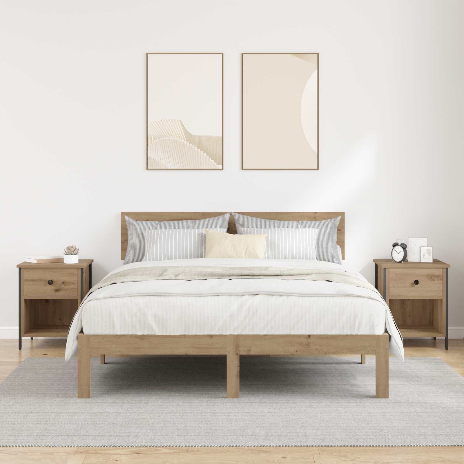 Šalia lovos spintelė 2 pcs Amatininkų ąžuolas 40 x 42 x 50 cm