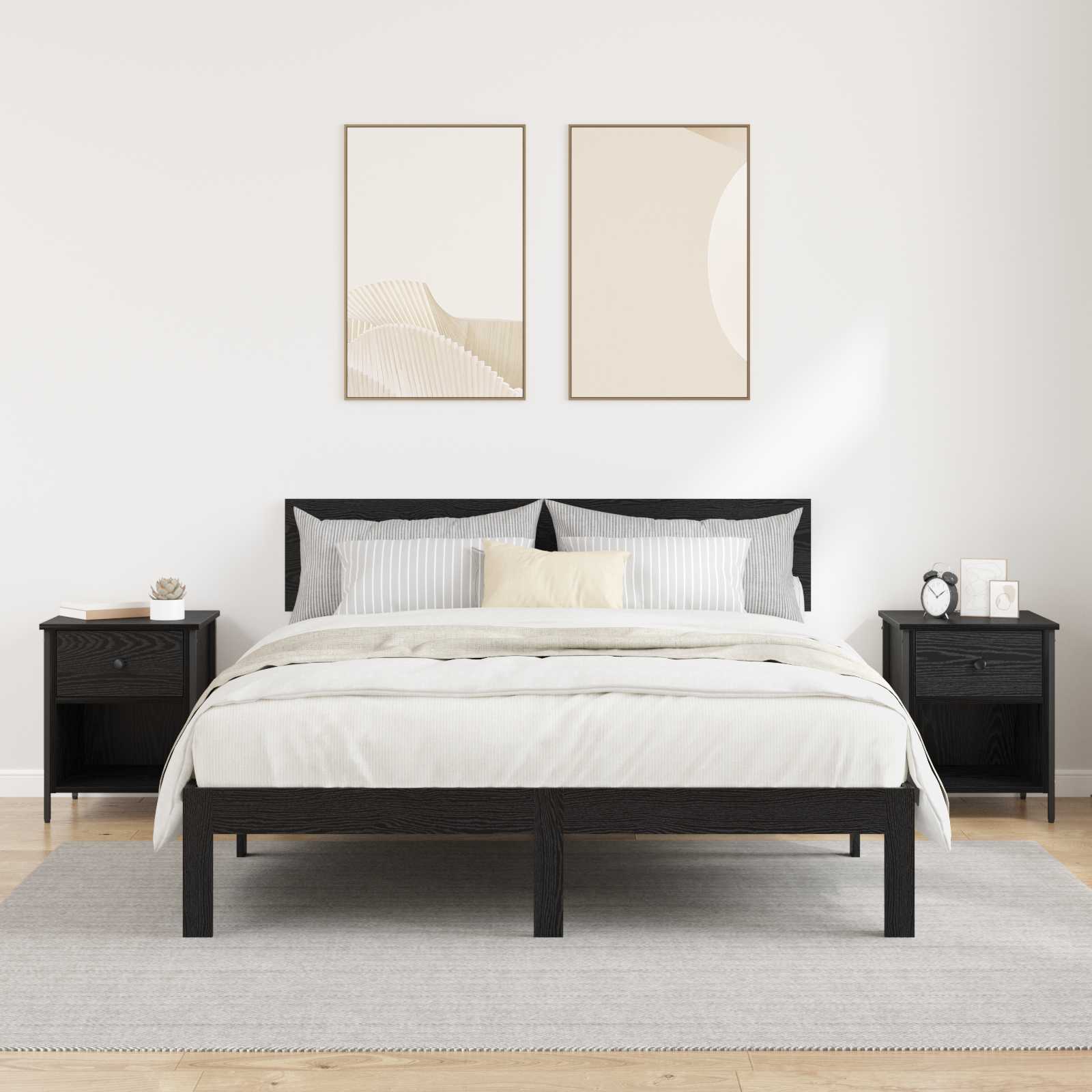 Šalia lovos spintelė 2 pcs Juodas ąžuolas 40 x 42 x 50 cm