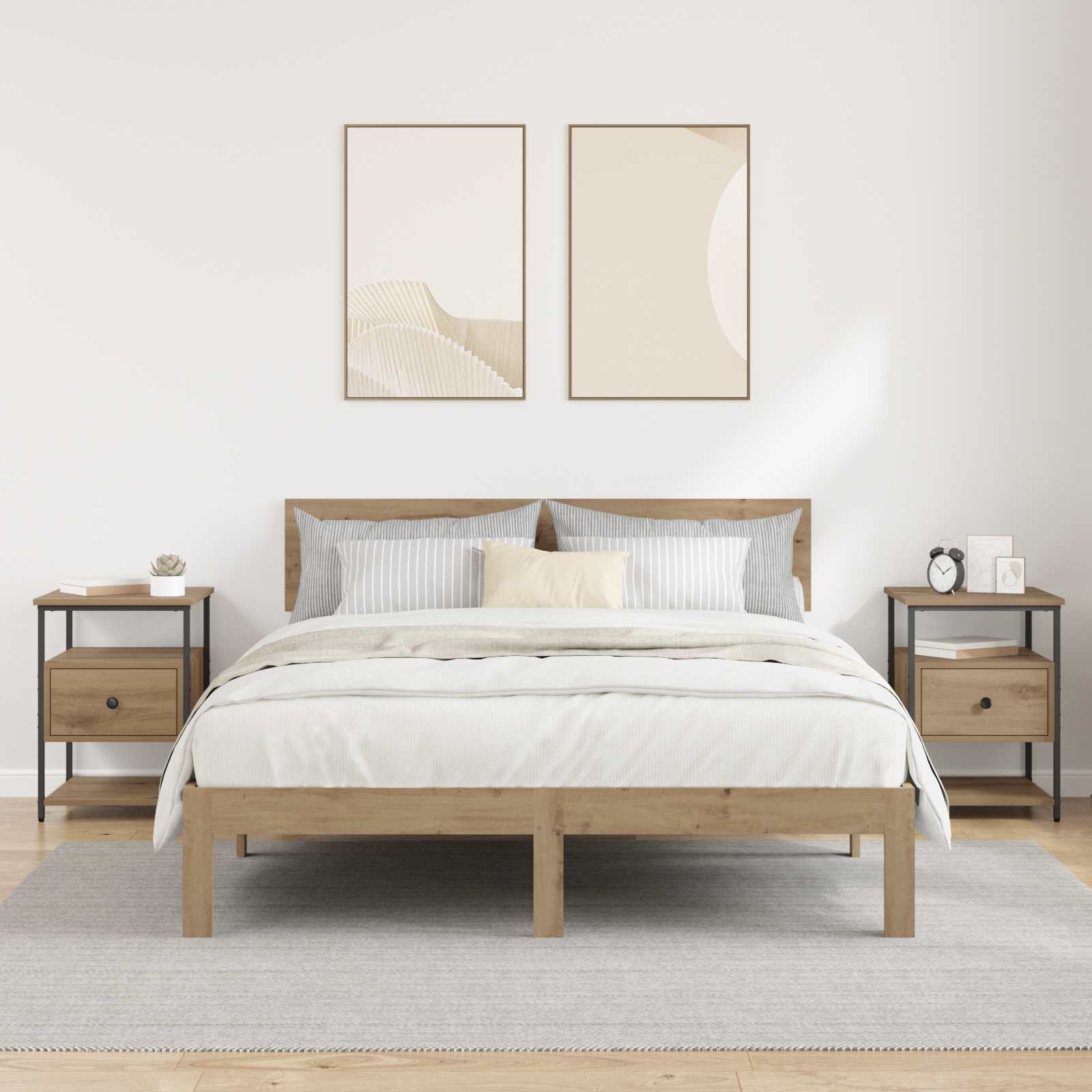 Šalia lovos spintelė 2 pcs Amatininkų ąžuolas 40 x 42 x 56 cm