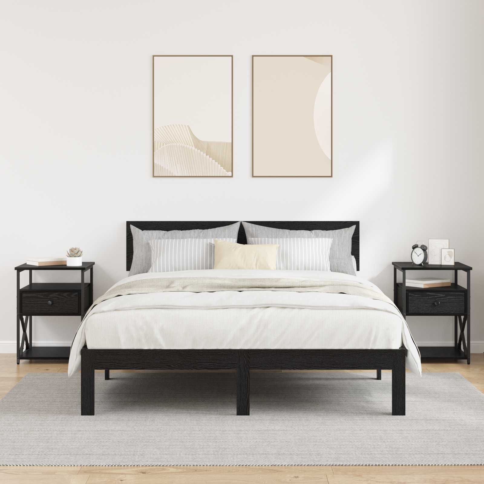 Šalia lovos spintelė 2 pcs Juodas ąžuolas 40 x 42 x 55 cm