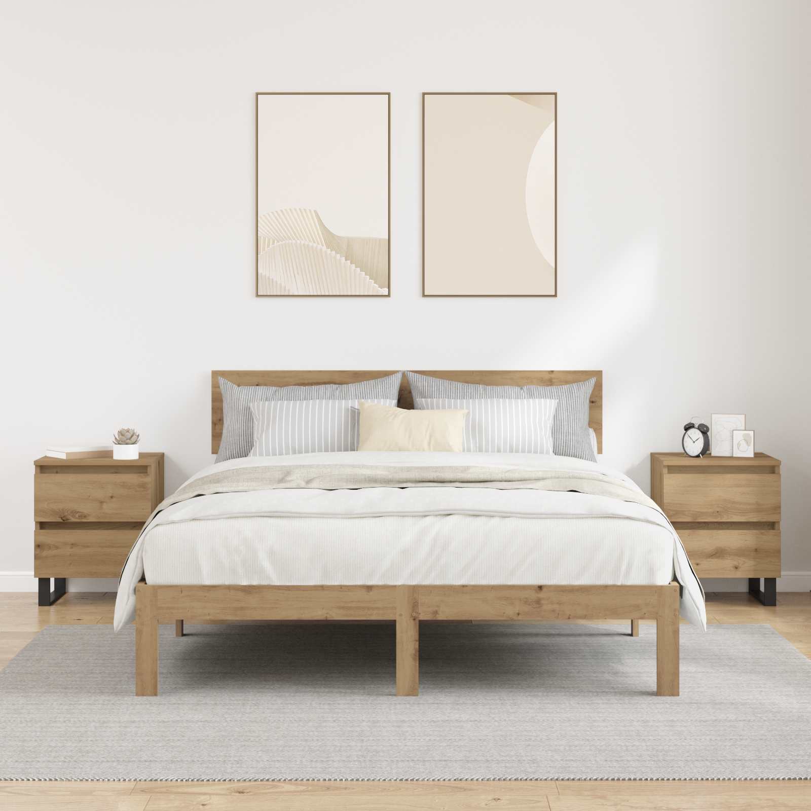 Šalia lovos spintelė 2 vnt. Amatininkų ąžuolas 40 x 35 x 50 cm