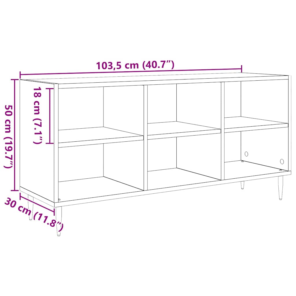 TV galdiņš melns ozols 103,5 x 30 x 50 cm