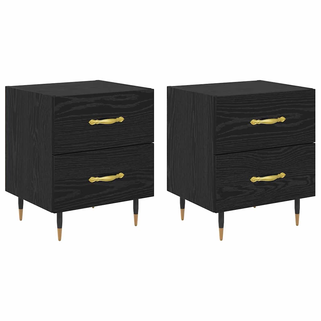 Šalia lovos spintelė 2 pcs Juodas ąžuolas 40 x 35 x 47,5 cm