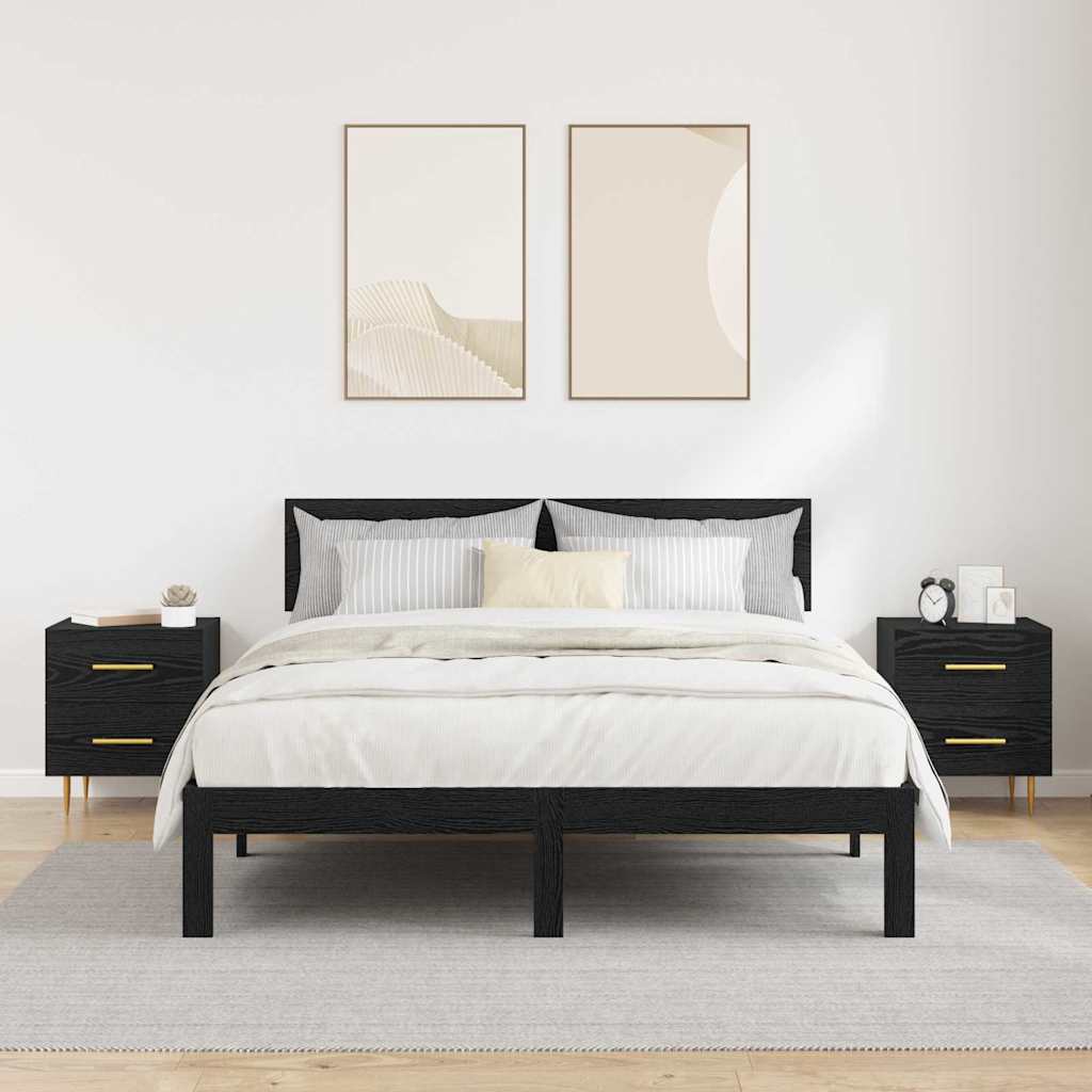 Šalia lovos spintelė 2 pcs Juodas ąžuolas 40 x 35 x 47,5 cm