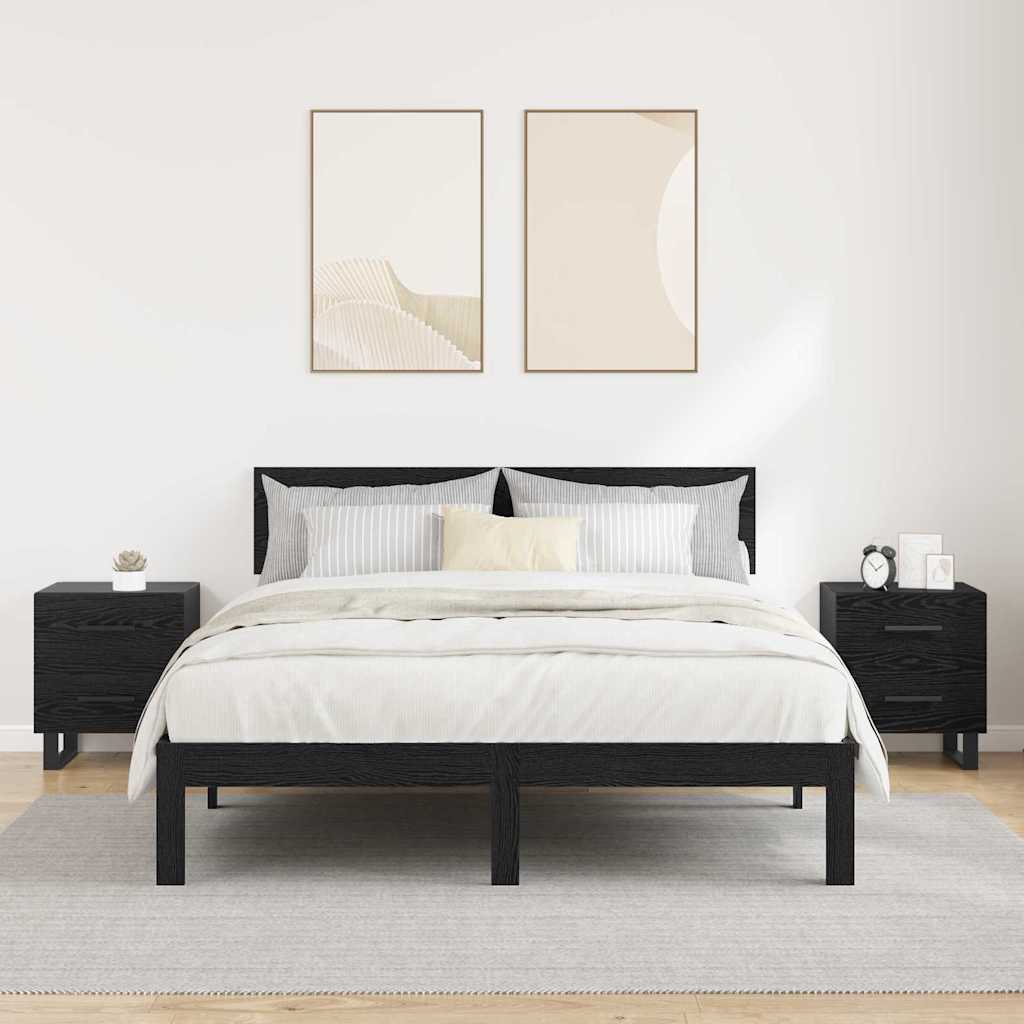 Šalia lovos spintelė 2 pcs Juodas ąžuolas 40 x 35 x 47,5 cm