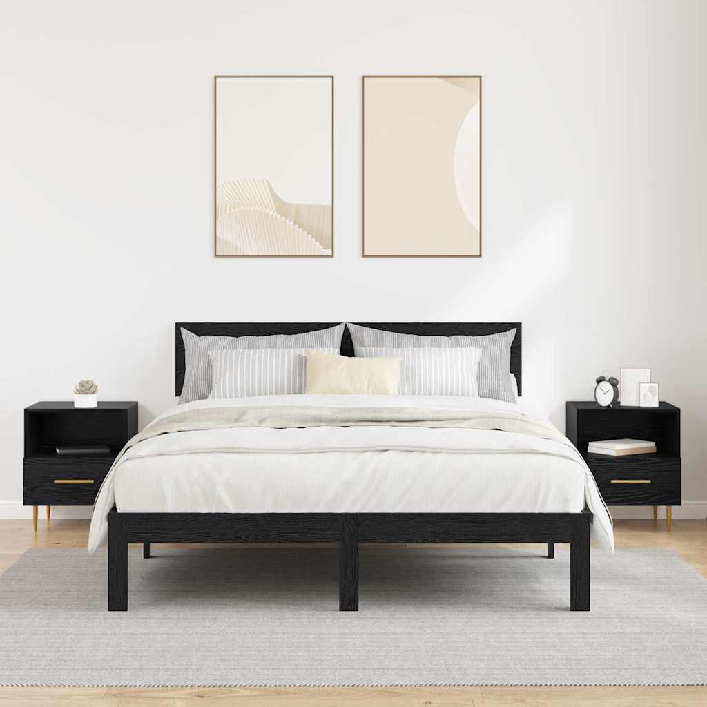 Naktinis staliukas su stalčių 2 pcs Juoda 40 x 35 x 47,5 cm