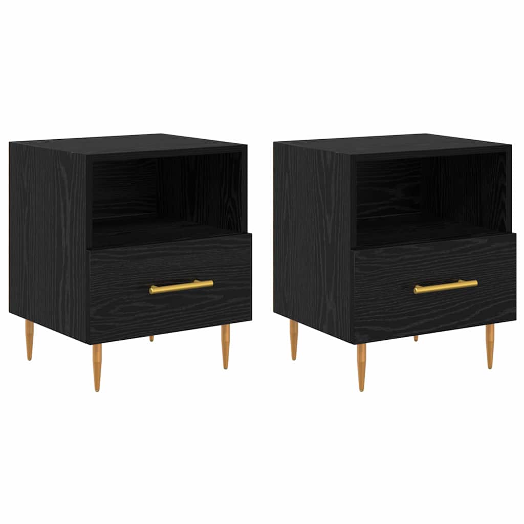 Naktinis staliukas su stalčių 2 pcs Juoda 40 x 35 x 47,5 cm