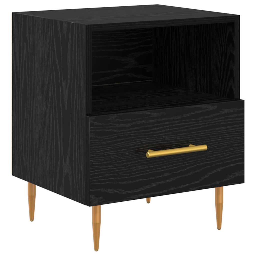 Naktinis staliukas su stalčių 2 pcs Juoda 40 x 35 x 47,5 cm
