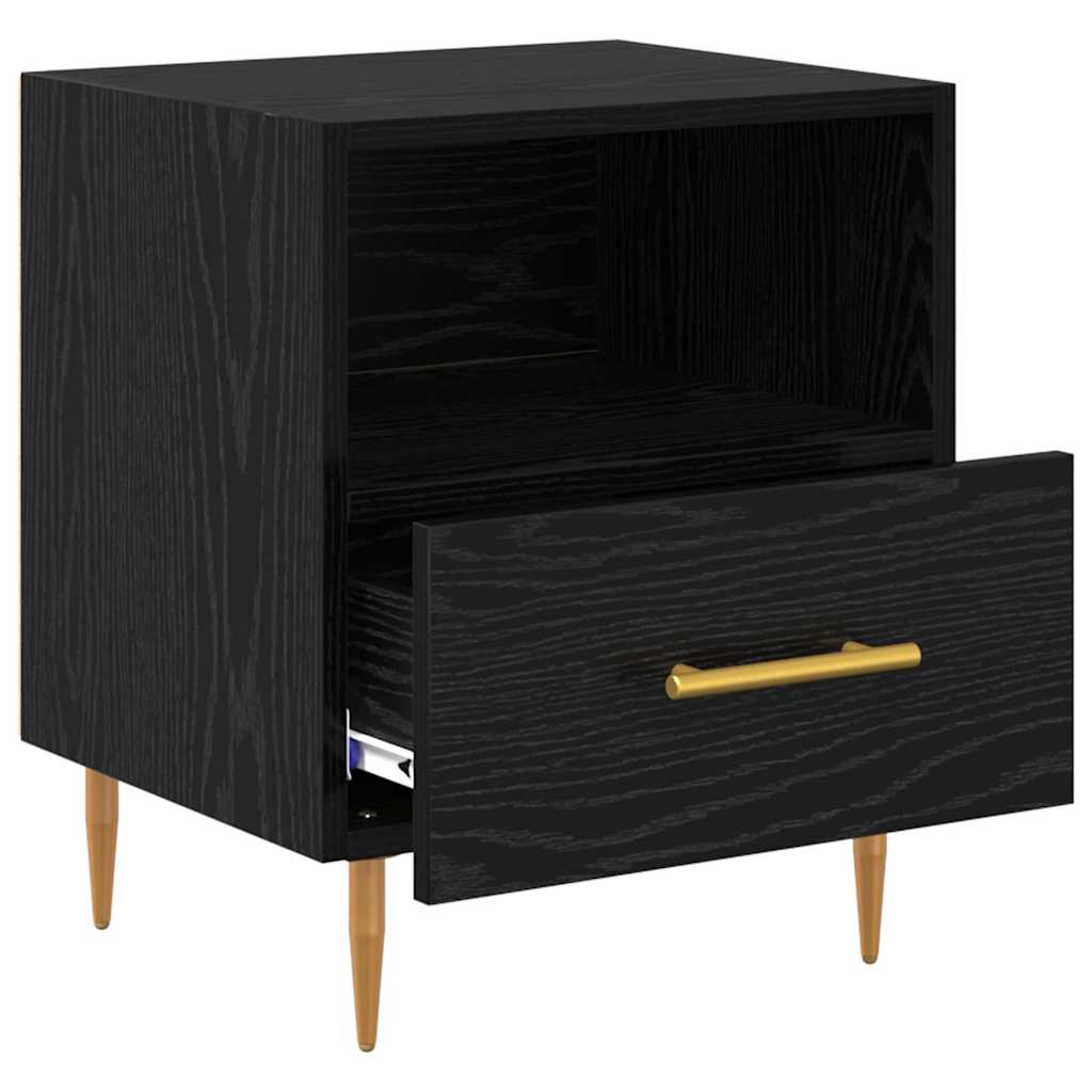 Naktinis staliukas su stalčių 2 pcs Juoda 40 x 35 x 47,5 cm