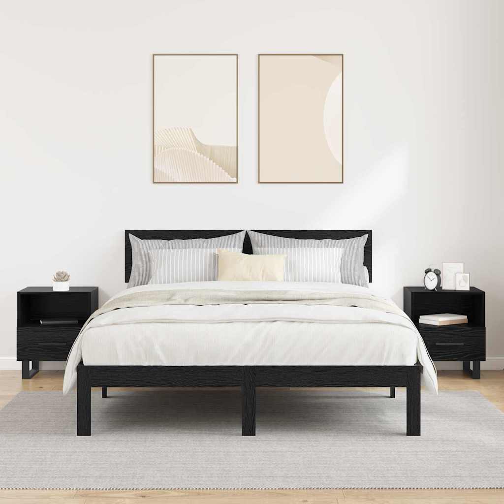 Šalia lovos spintelė 2 pcs juoda ąžuolo 40 x 35 x 47.5 cm