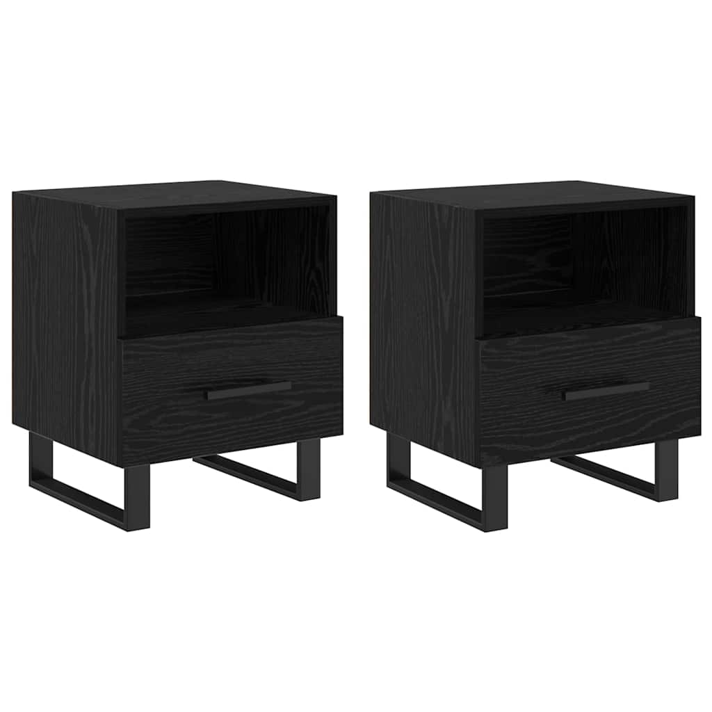 Šalia lovos spintelė 2 pcs juoda ąžuolo 40 x 35 x 47.5 cm