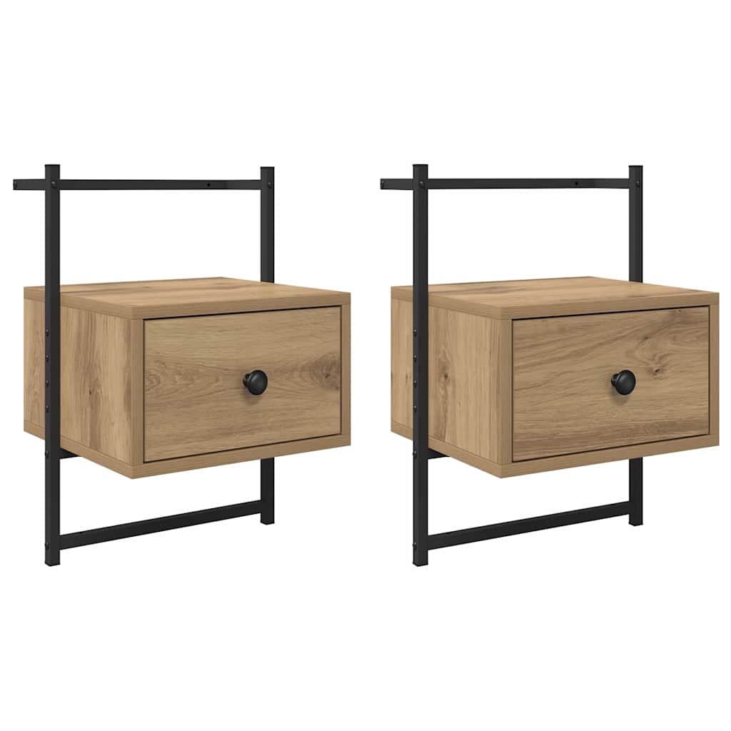 Šalia lovos spintelė 2 pcs Amatininkų ąžuolas 35 x 30 x 51 cm