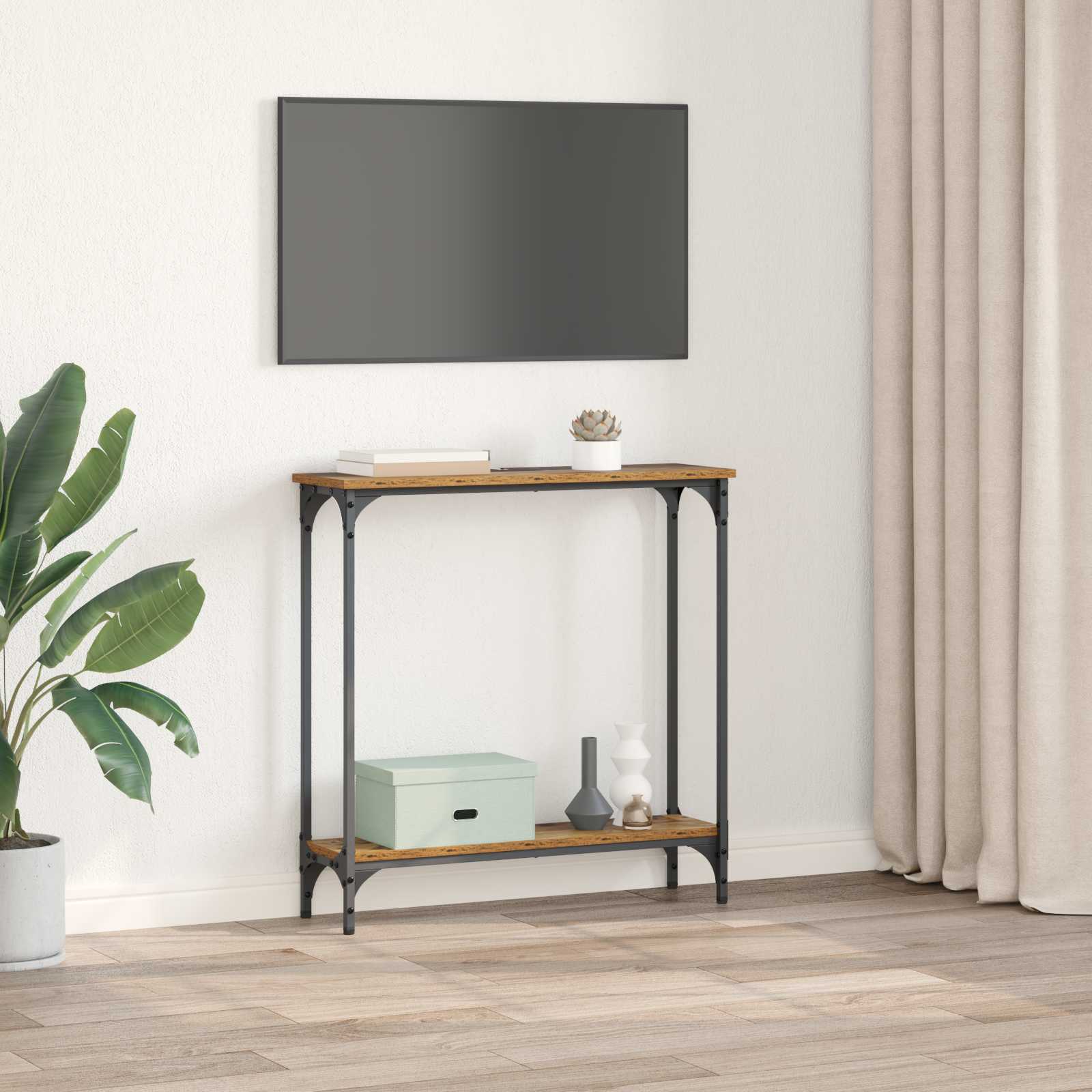 Konsoles galds ar plauktu Antīks koks 75 x 22,5 x 75 cm