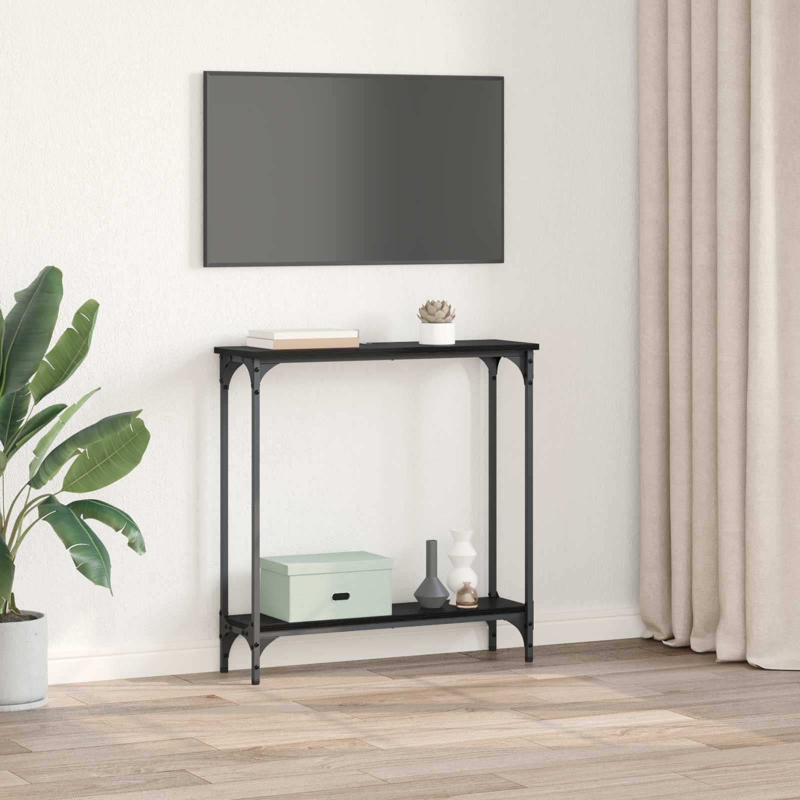 Konsolinis stalas su lentyna Juodas ąžuolas 75 x 22,5 x 75 cm